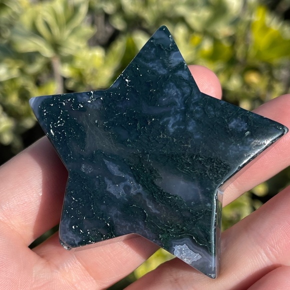 Gorgeous Highly Dentritic Moss Agate Star From Uruguay Crystal Carving - Picture 1 of 1